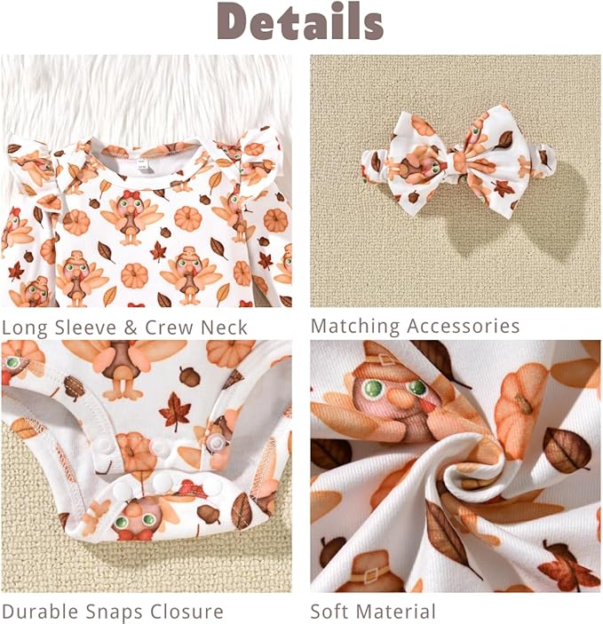 Aalizzwell Preemie Newborn Infant Baby Girls Clothes Ribbed Romper Bodysuit Pants Set Fall Winter Outfits