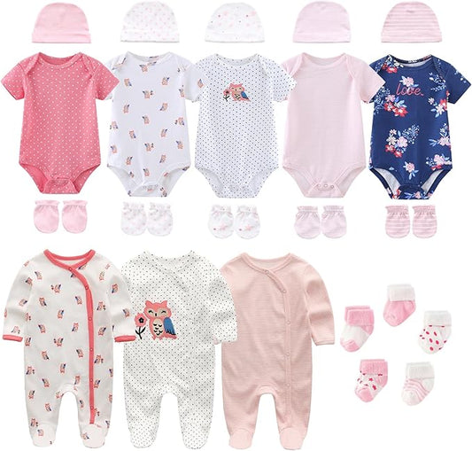 New Born Clothes Cotton Layette Gift Set Unisex Baby Outfit and Accessories Newborn Essentials Must Haves