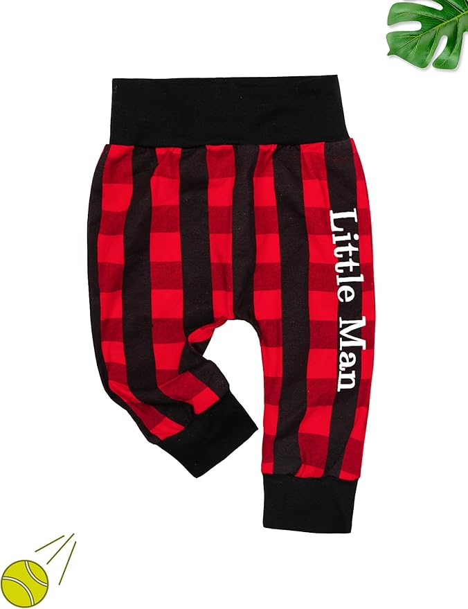 Fommy Newborn Baby Boy Clothes Plaid Letter Print Long Sleeve Hoodies + Long Pants 2PCS Fall Winter Outfits Set