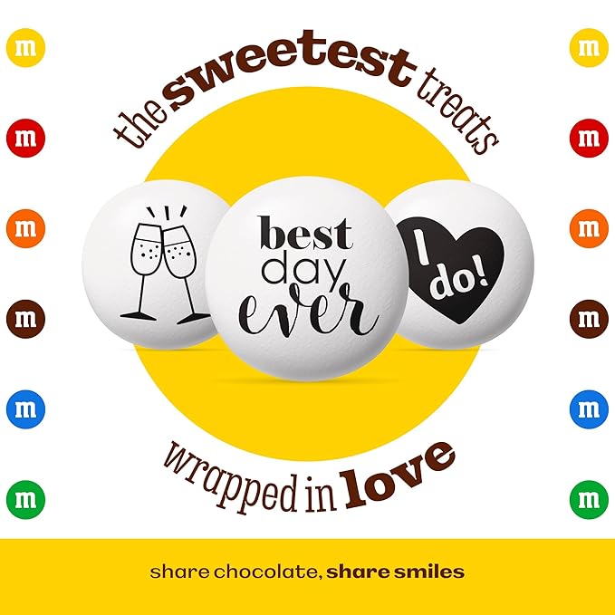 M&M’S WORLD Milk Chocolate Wedding Candy Favors (20 pack), Perfect for Wedding Reception Favor, Bridal Favors, Rehersal Dinner and Wedding Table Décor