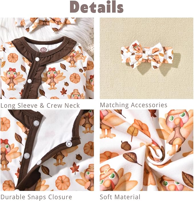 Aalizzwell Baby Girls Romper Outfit Fall Winter Clothes with Accessories