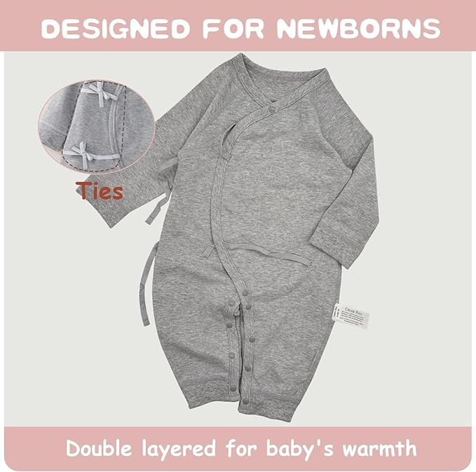 100% Organic Cotton Soft 0-6 Months 2-Piece Unisex Footless Newborn Baby Sleepers Pajamas Romper Boys Girls