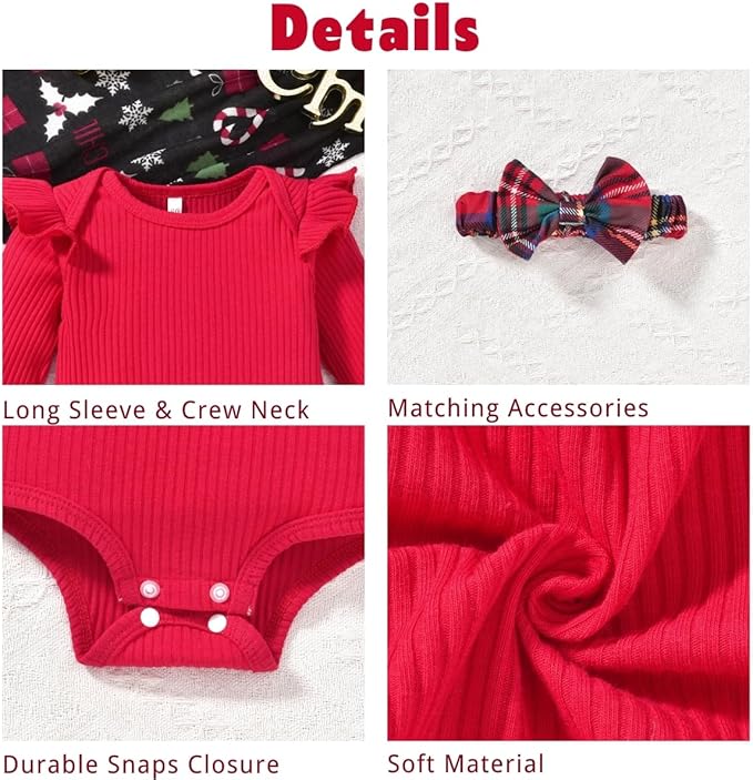 Aalizzwell Preemie Newborn Infant Baby Girls Clothes Ribbed Romper Bodysuit Pants Set Fall Winter Outfits