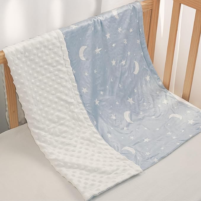 Star Baby Blanket 30 x 40 Inches for Boys Girls, Soft Plush Receiving Blanket with Dotted Back, Gift for Toddler Newborn Infant Christmas Birthday Baby Shower