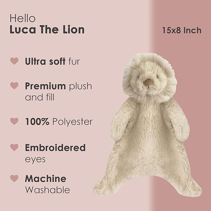 Mon Ami Luca The Lion Plush Security Blankie for Babies – 15”, Plush Stuffed Animal Security Blanket, Baby Snuggle Toy, Unisex Newborn Gifts