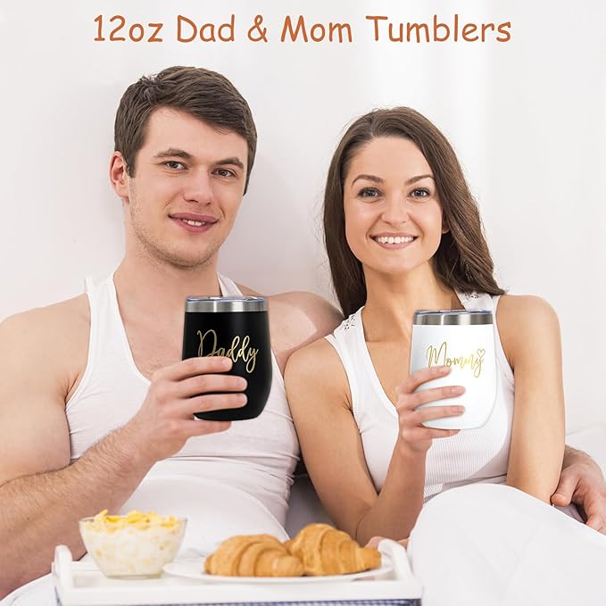 New Mom Gifts for Women, Luxury Pregnancy Gifts for New Parents Gender Reveal Gifts Baby Gift Sets with Mom and Dad Tumbler Baby Essentials for First Time Moms, Expecting Parents to Be, Baby Shower…