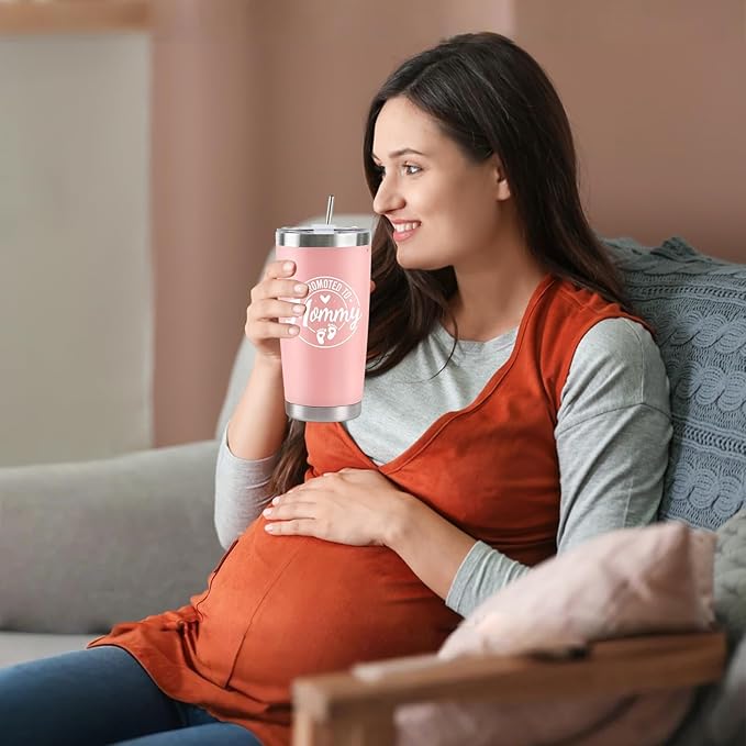 Pregnancy Gifts for New Parents, Mommy and Daddy 20Oz Tumbler Set, Cool Gifts Set Ideas for Couples,First Time Moms Dad to Be, New Parents on Mother's Day Father's Day Christmas Gift(Pink & Navy Blue)