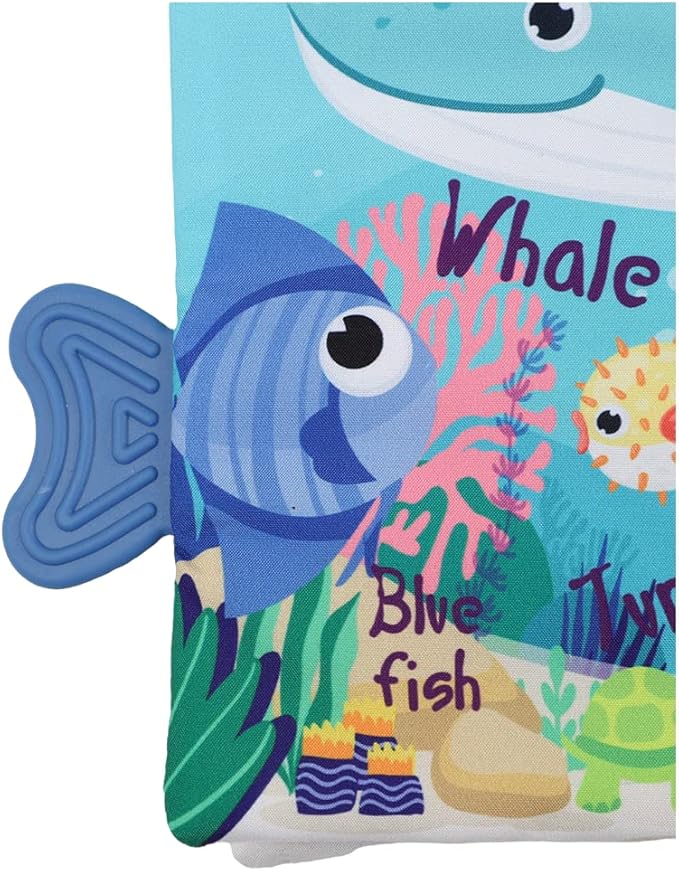 Fish Baby Books 0-6 Months, Newborn Infant Tummy Time Toy High Contrast Sensory Baby Toys 6 to 12 Months Touch Feel Crinkle Books Easter Gifts for Boy Girl 0-3, Shower Gift, Shark