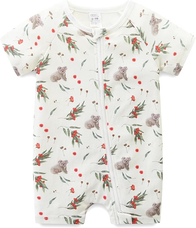 Baby Boy Girl Romper Short Sleeve 100% Cotton Bodysuit Outfits 2 Way Zipper Jumpsuit