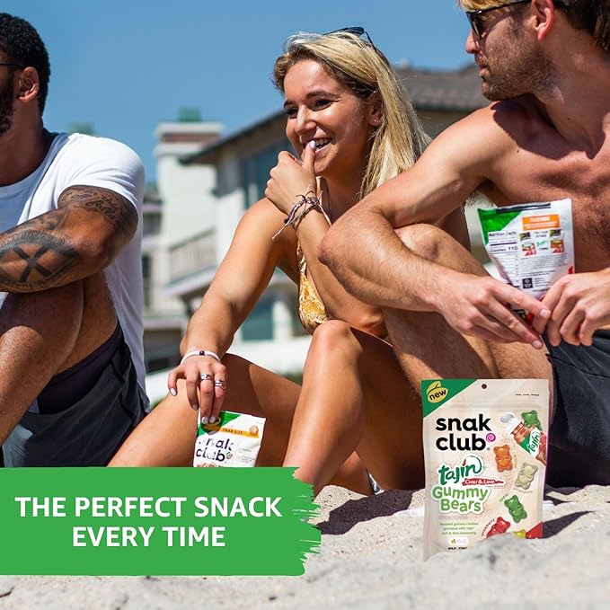 Snak Club Gummy Bears, Tajin Chili & Lime Sweet and Spicy Gummy Candy, Mild in Heat Bold in Flavor, Low-Fat, Vegan, Gluten-Free Snack, 9 oz Large Resealable Bag (Pack of 2)