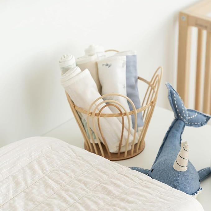 Crane Baby Muslin Baby Burp Cloths, Lightweight Absorbent Burp Cloth, Beach Life Starfish, Set of 3, 7” x 20”, Newborn Baby Essentials, Burp Cloths Baby Boy, Burp Cloths Baby Girl, Newborn Essentials