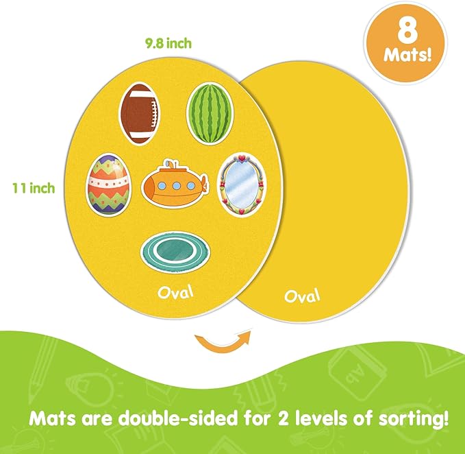 EAMAY Shape Sorter Toy for Toddler, Shape Puzzles and Matching Games Set with 8 Sorting Mats and 48 Everyday Objects Pieces - Learning Sorting Toys for Kids