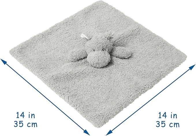 Baby Gray Hippo Soft Stuffed Animal Security Blanket, Plush Hippo Character Lovey Blanket, Baby Shower/Nursery Gift, Newborn Infant Toddler Snuggle Blankie for Boys Girls, 14 Inches