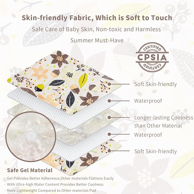 Gel Car Seat Cooler Pad for Children,Summer Breathable Ice Stroller Cooler Mat,Multifunctional Baby Cooling Pad Suitable for Stroller, Baby Dining Chair, Child Safety Seat