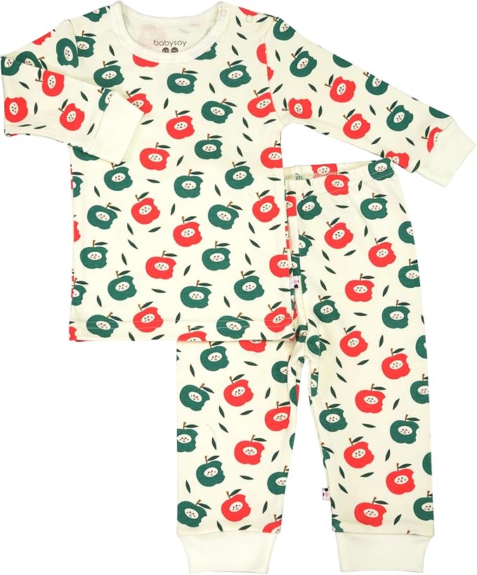 Babysoy Long Sleeve Unisex Lounge Set - Organic 2-Piece PJ Playwear Sets for Baby and Toddler