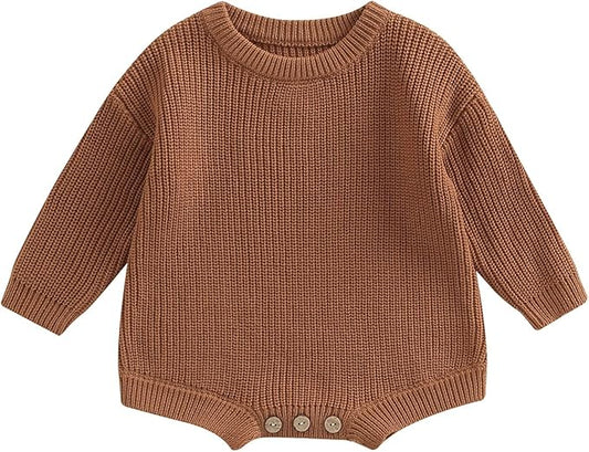 FYBITBO Baby Girl Boy Sweater Knit Oversized Pullover Sweatshirt Romper Onesie Warm Fall Winter Clothes Outfit Newborn