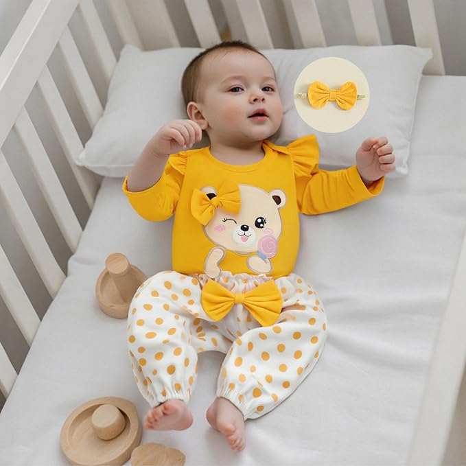 Fernvia Western Newborn Baby Girl Clothes Long Sleeve Letter Print Romper Animal Print Pants Headband 3Pcs Outfits Sets