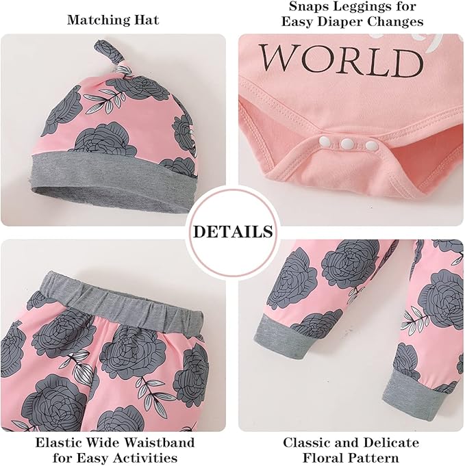 Renotemy Newborn Baby Girl Clothes Outfits Infant Romper Ruffle Floral Pants Cute Toddler Baby Girl Clothes Set