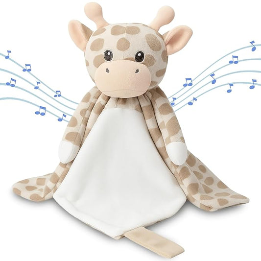 Love By Emi Baby Music Lovey Beige & White Giraffe, Baby Sleep Soother for Crib & Cuddle Bedtime, White Noise with Heartbeat & Lullaby, Plush Sound Toy, Stuffed Animal for Newborns, Infants & Toddlers