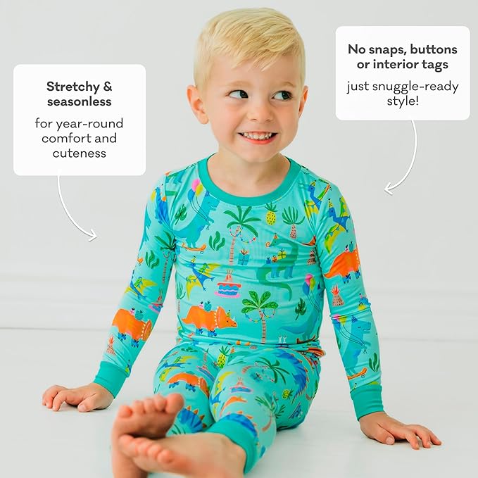 Little Sleepies Two-Piece Pajama Set for Boys & Girls, Soft Viscose from Bamboo Toddler Pajamas for Kids, Family Matching PJs