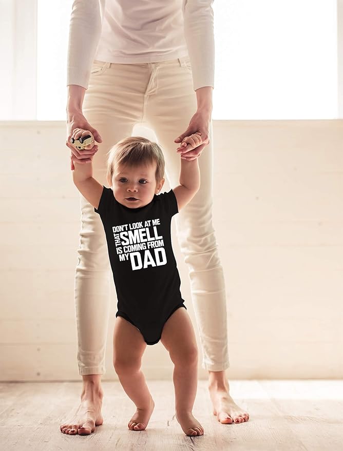 CBTwear Don’t Look at Me That Smell Is Coming From Dad - Baby Clothes - Funny Newborn Bodysuit Outfits for Boys and Girls