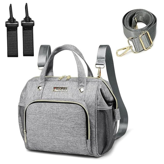 Small Diaper Bag Backpack, Crossbody Diaper Bags for Toddler, Waterproof Multi-Function Newborn Baby Stylish Mini Tote Maternity Bags Travel Backpacks with Insulated Pockets (Gray)