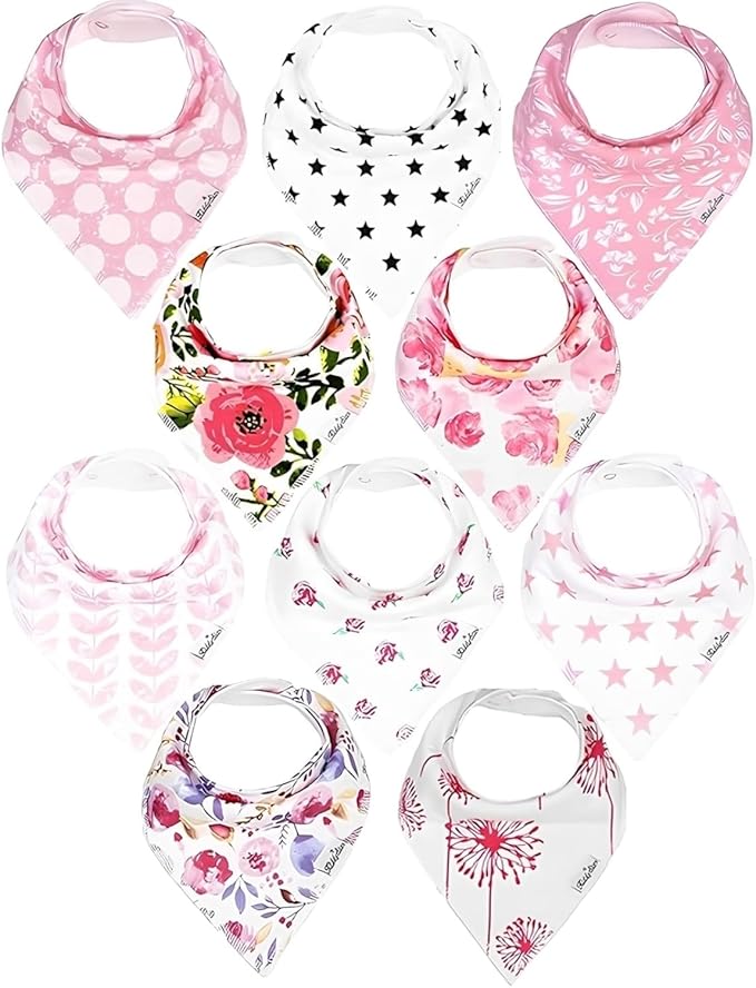 Organic Cotton Baby Bibs for Boys, Girls - Soft Drooling and Teething Bibs - Absorbent, Adjustable Bib for Toddlers