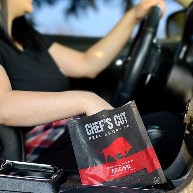 Chef's Cut Beef Jerky, Original, High Protein Meat Snack, 10g of Protein and 90 Calories, Gluten Free, Premium Lean Smoked Beef - 2.5 Ounce (Pack of 8)