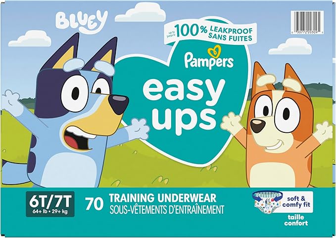Pampers Training Pants - Easy Ups Boys & Girls Bluey - Size 6T-7T, 70 Count, Children's Potty Underwear