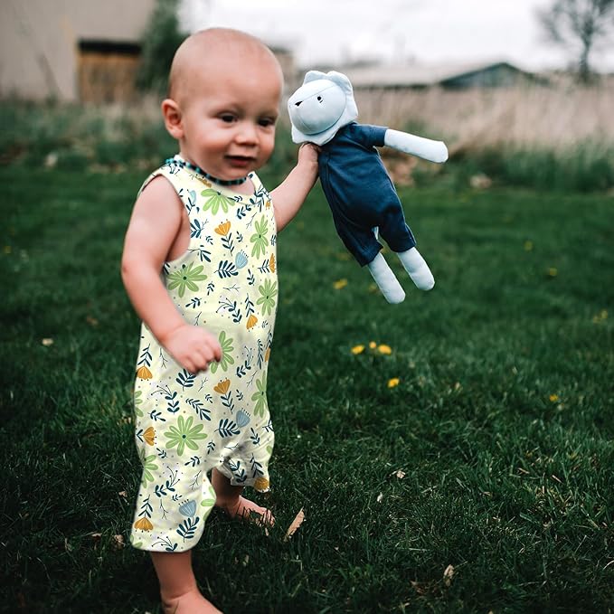 Babysoy Organic Pattern Print Tank Romper Shortall