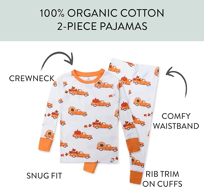 HonestBaby unisex-baby Celebration 2-piece Pajamas Sleepwear Pjs 100% Organic Cotton for Baby, Toddler, Kids