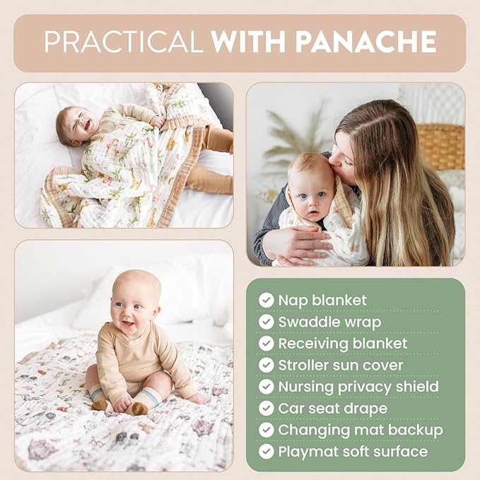 Organic Cotton Muslin Baby Blanket for Boys & Girls - Luxurious Soft Toddler Quilt for Swaddling - Gender Neutral Blankets - Great BoyGirl