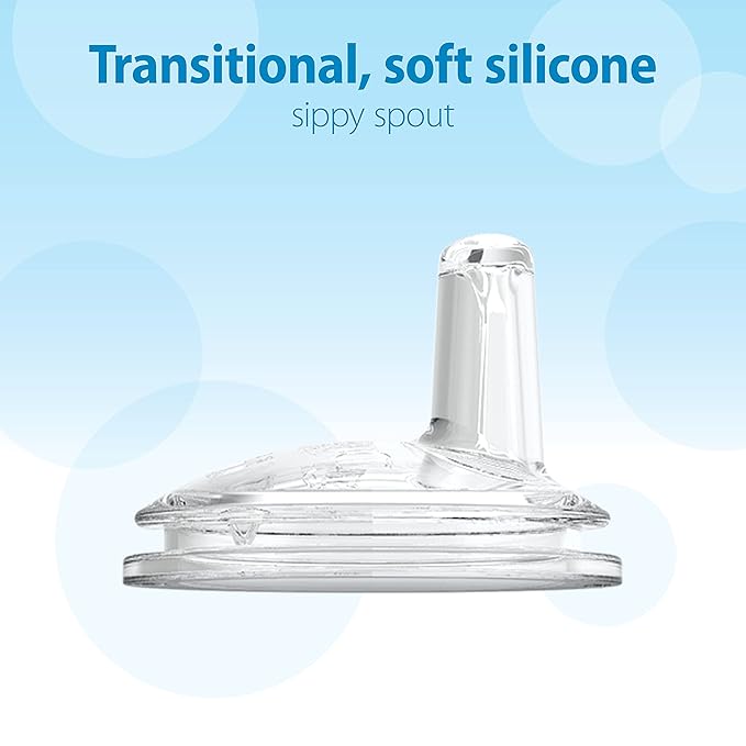 Dr. Brown's Milestones Wide-Neck Sippy Spout Bottle with 100% Silicone Handles, Easy-Grip Handles with Soft Sippy Spout, 9oz/270mL, Gray, 1-Pack, 6m+