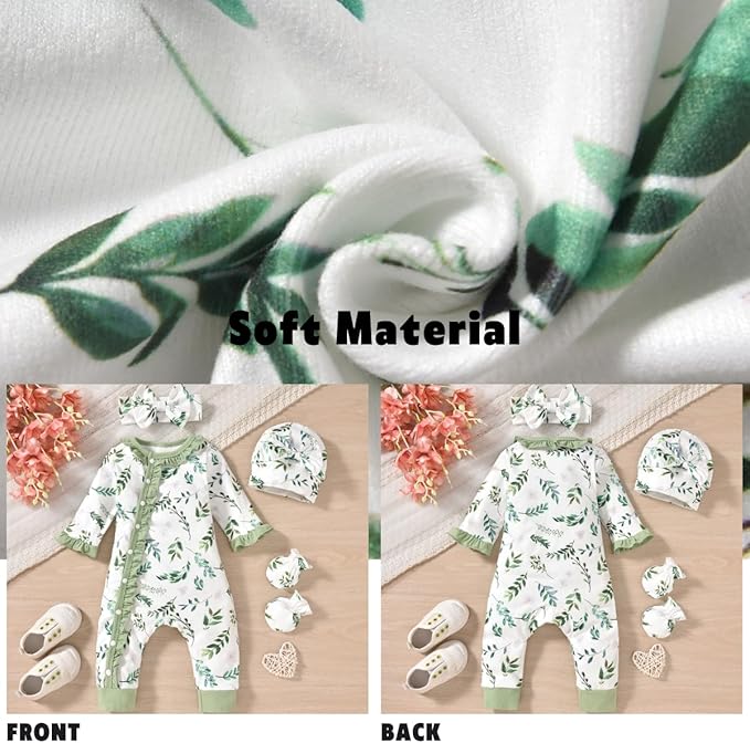 Aalizzwell Baby Girls Romper Outfit Fall Winter Clothes with Accessories