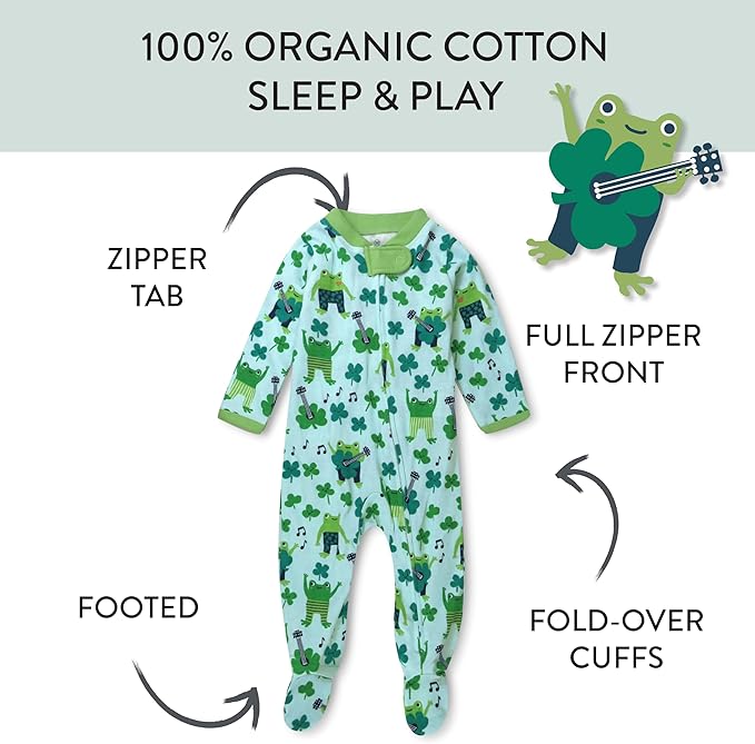 HonestBaby Baby Celebration Sleep & Play Footed One-Piece Pajama Sleeper 100% Organic Cotton