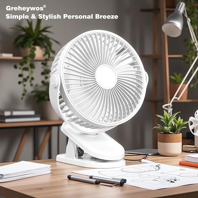 Clip on Fan, 6.5-in Battery Operated Portable Fan, Ultra Quiet Personal Desk Fan with Strong Clamp for Golf Cart,Office Desk, Treadmill, Camping, Bedroom