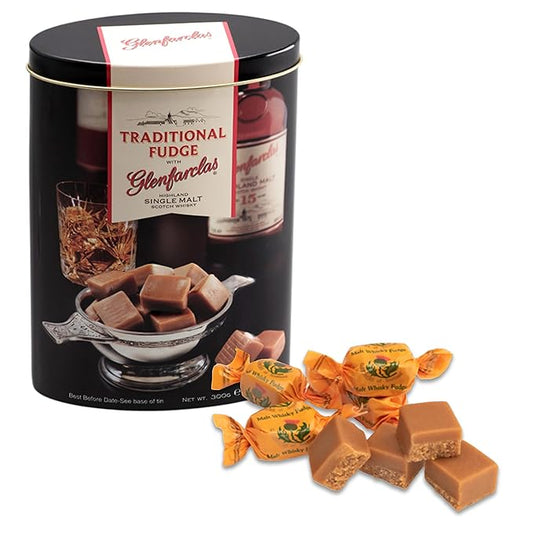 Gardiners of Scotland Handmade Fudge 250g Tin, Glenfarclas Highland Malt Whisky Fudge