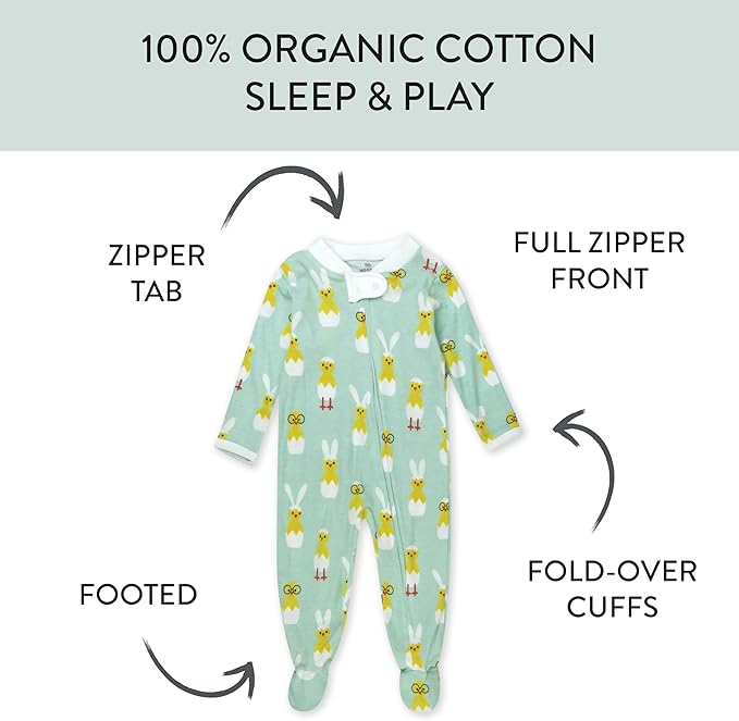HonestBaby Baby Celebration Sleep & Play Footed One-Piece Pajama Sleeper 100% Organic Cotton