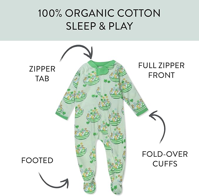 HonestBaby Baby Celebration Sleep & Play Footed One-Piece Pajama Sleeper 100% Organic Cotton