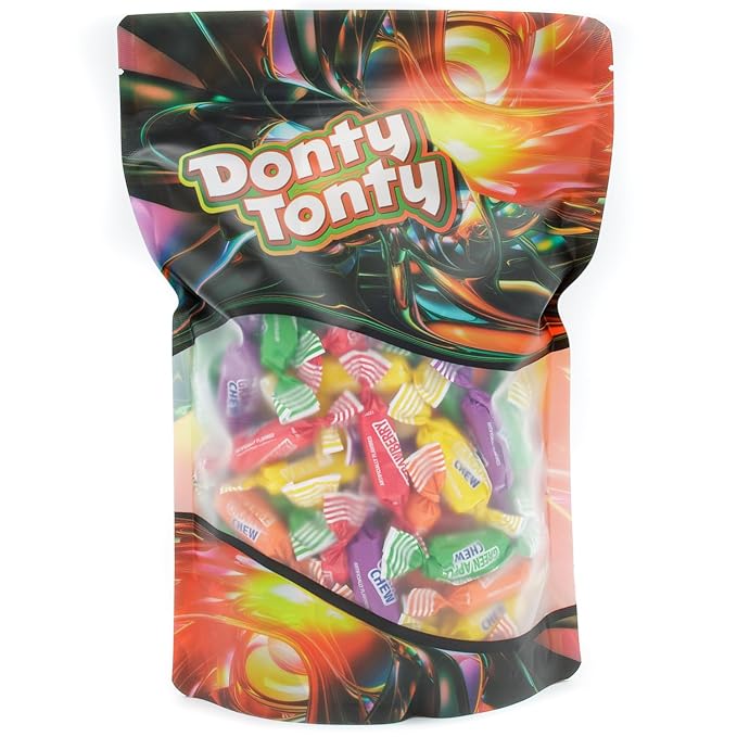 Fruit Chews Candy Bulk 1 lb - Individually Wrapped, Retro Candy in Resealable Bag, 5 Assorted Flavors, Soft & Delicious