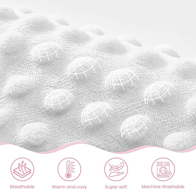 Floral Minky Baby Blanket 30 x 40 Inches for Boys Girls, Soft Plush Receiving Blanket with Dotted Back, Gift for Toddler Newborn Infant Christmas Birthday Baby Shower