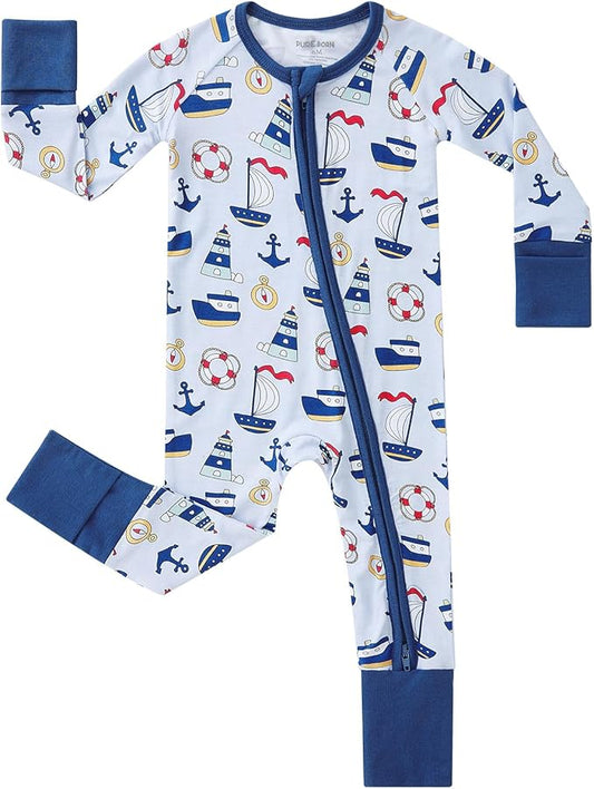 pureborn Baby Infant Boys Girls Sleeper Snug Fit Viscose from Bamboo Pajamas 0-24 Months