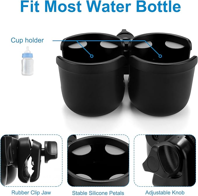 Accmor Stroller Cup Holder, Bike Cup Holder, Universal Cup Holder for Uppababy Nuna Doona Strollers, 2-in-1 Cup Phone Holder for Stroller, Bike, Wheelchair, Walker, Scooter