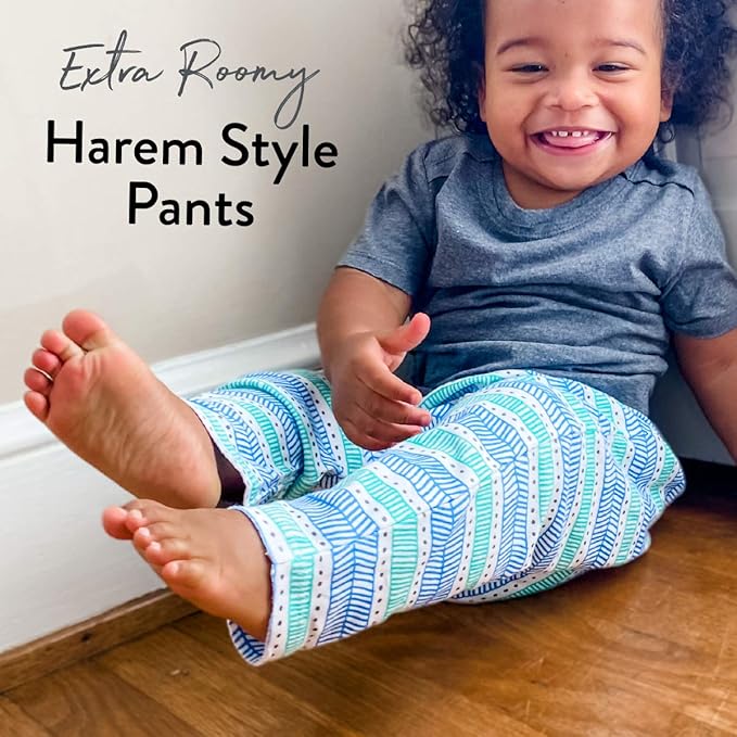 HonestBaby Unisex-Baby Multipack Harem Pants Roomy Fit Pull on Bottoms 100% Organic Cotton for Baby Boys, Girls