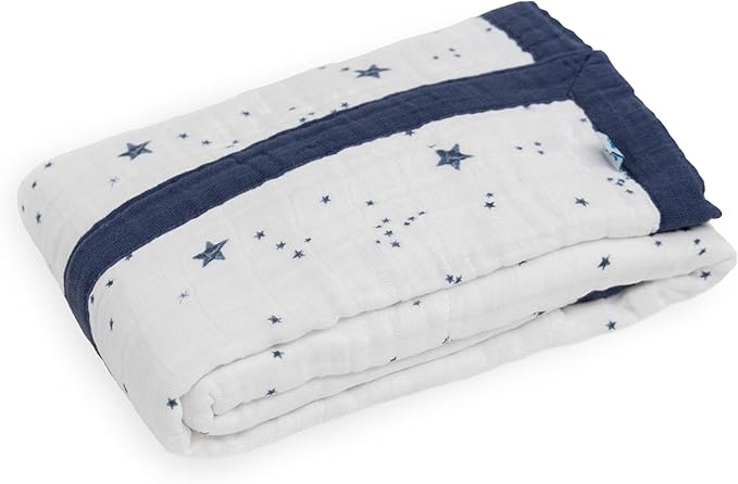 Little Unicorn Newborn Receiving Quilt | Ultra- Soft, Multi-Layered Muslin Fabric | Gift for Newborns & on-The-go (Shooting Stars)