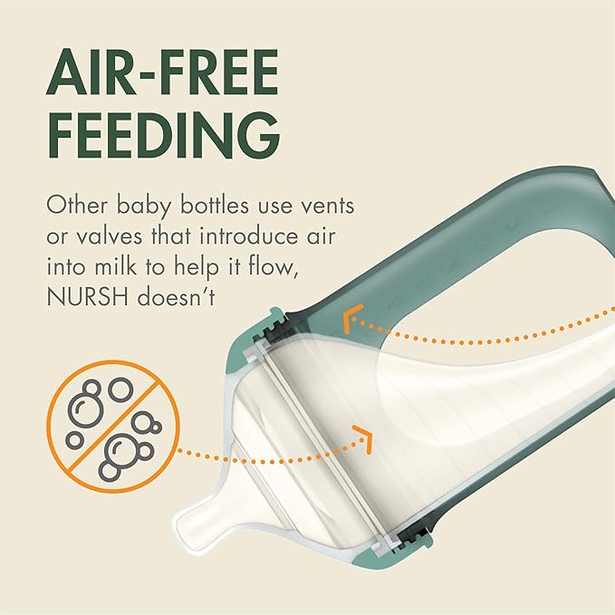 Boon Nursh Bottles - Silicone Baby Bottles Help Ease Colic Symptoms - Formula and Breast Milk Only Touch Platinum Food-Safe Silicone - Medium Flow - Speckle Green - 8 Ounce
