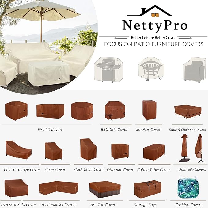 NettyPro Patio Umbrella Cover Outdoor Waterproof Market Umbrella Parasol Cover Fits 10ft to 12ft, Black