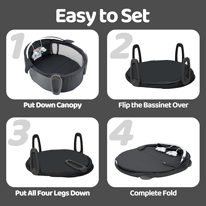 Pamo babe Portable Bassinet and Play Space Baby Dome with Toys and Canopy Travel Crib for Newborn