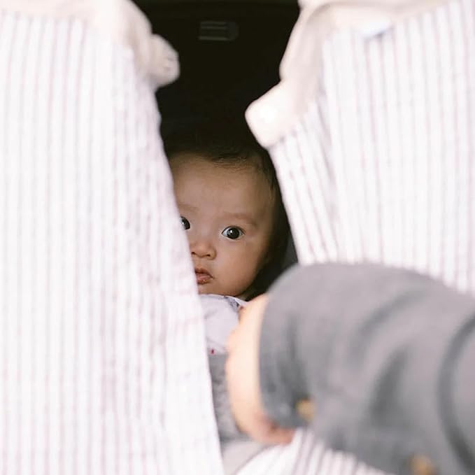 Little Unicorn Breathable Car Seat Canopy | Magnetic Closure Cover & Universal Fit | Protection & Privacy for Baby (Grey Stripe)