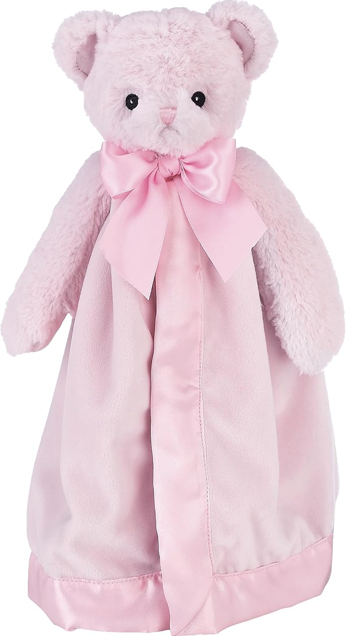 Bearington Baby Huggie Bear Snuggler, 15 Inch Pink Teddy Plush Stuffed Animal Security Blanket Lovey for Babies - Teddy Bear Blanket